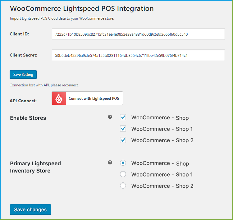 WooCommerce Lightspeed-Integration - mehrere Geschäfte